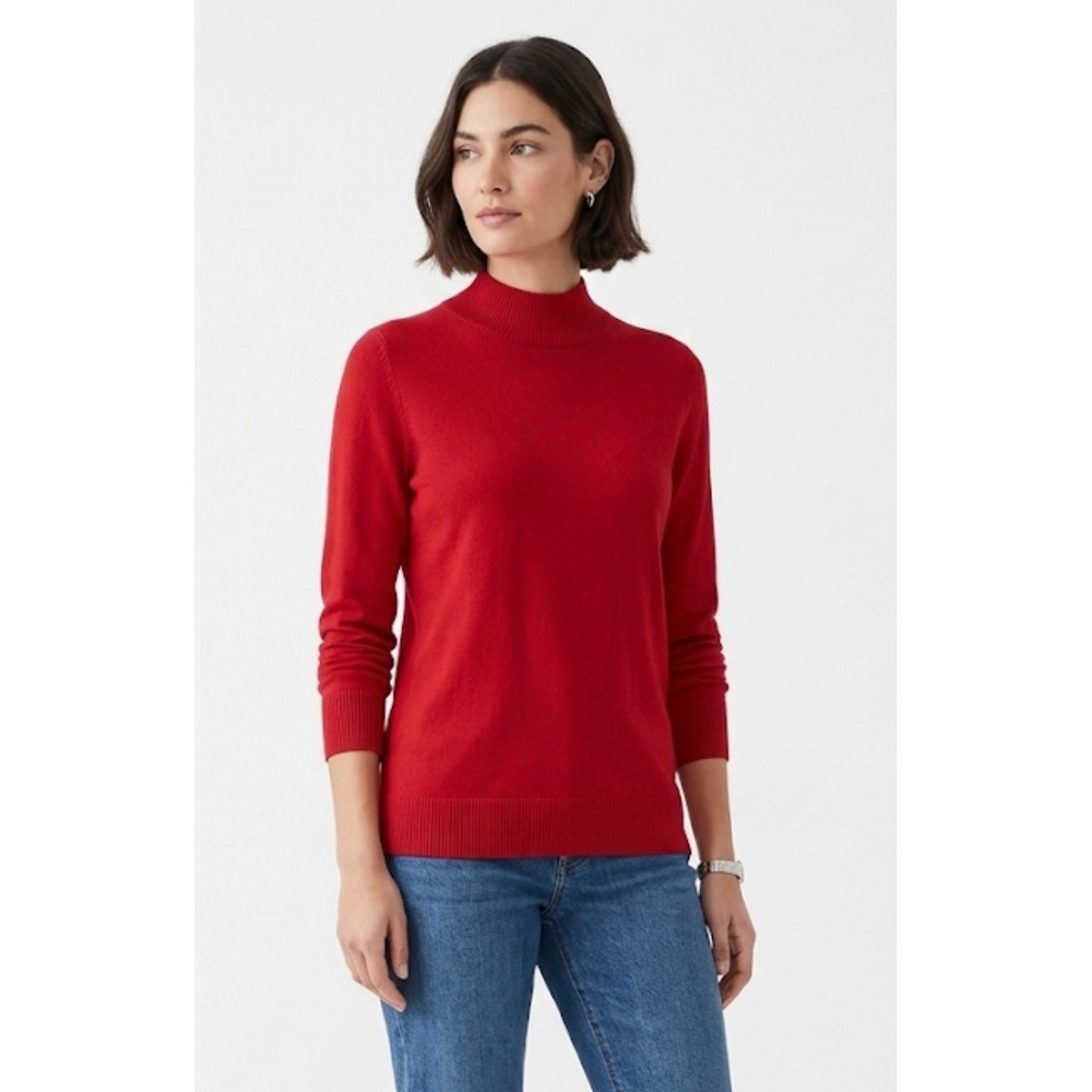 EUC Lark & Ro Womens Red‎ Mock Neck Long Sleeve Knit Pullover Sweater Size Large